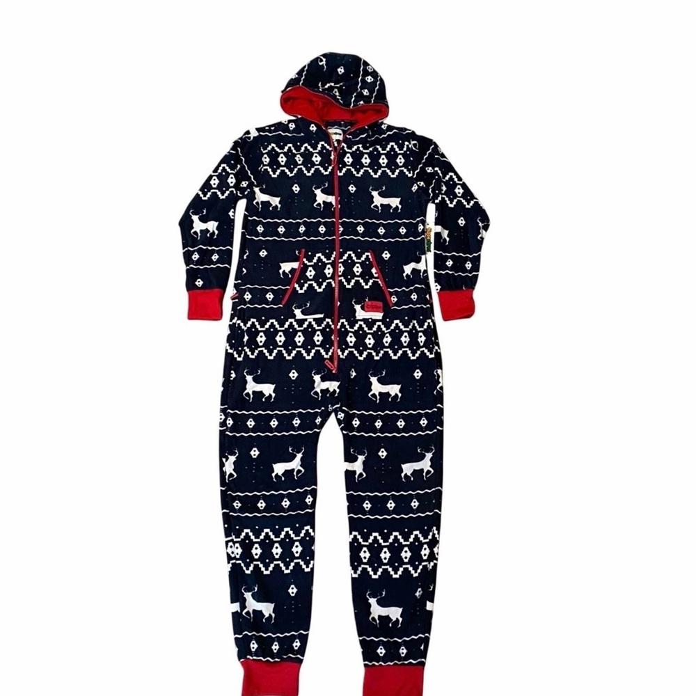 Tipsy Elves reindeer onesie blue and red Christmas 1X NEW